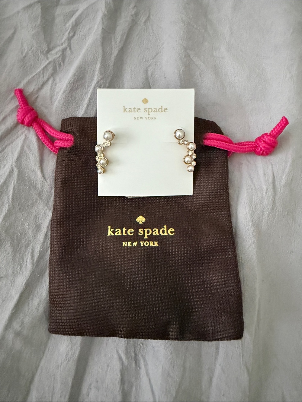 NWT Kate Spade Pearl & Crystal Ear Climber Earrings | New